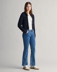 Teen Girls ‑malliston lyhyt palmikkoneulottu Shield-vetoketjuhuppari