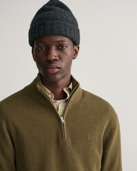 Puolivetoketjullinen ribbineulepusero puuvillan ja villan sekoitteesta