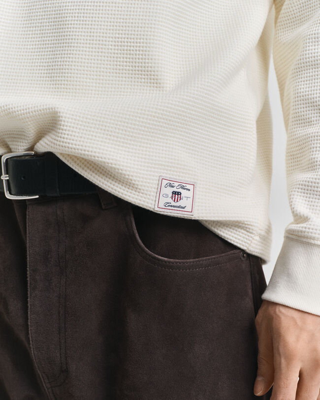 Pitkähihainen vohvelipintainen henley-paita