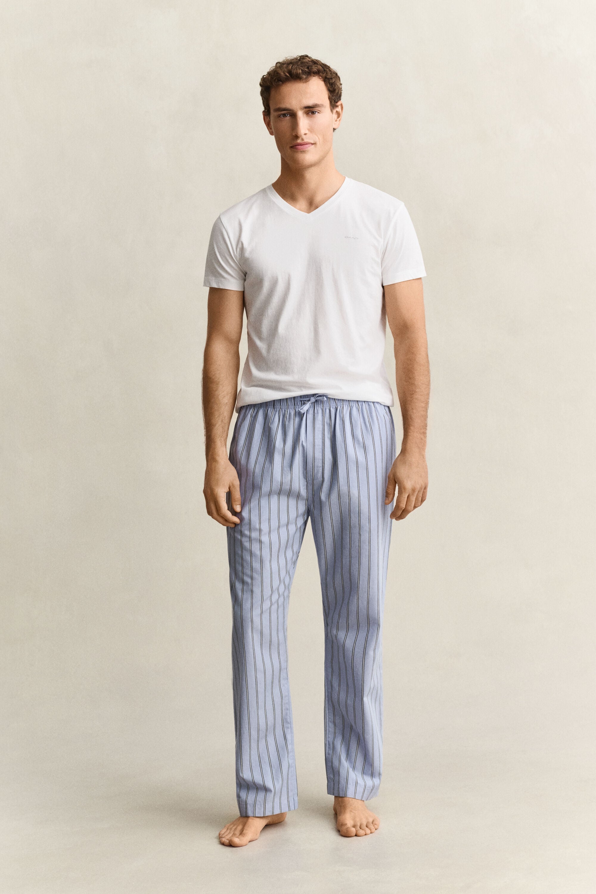 Raidalliset popliinikankaiset pyjamahousut