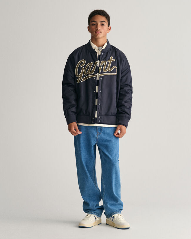 Teens-malliston Script Graphic Varsity Jacket ‑takki