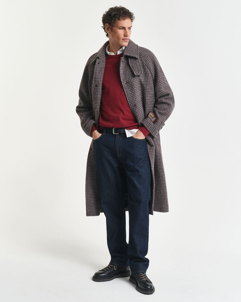 Klassinen puuvillaneulepusero, pyöreä pääntie