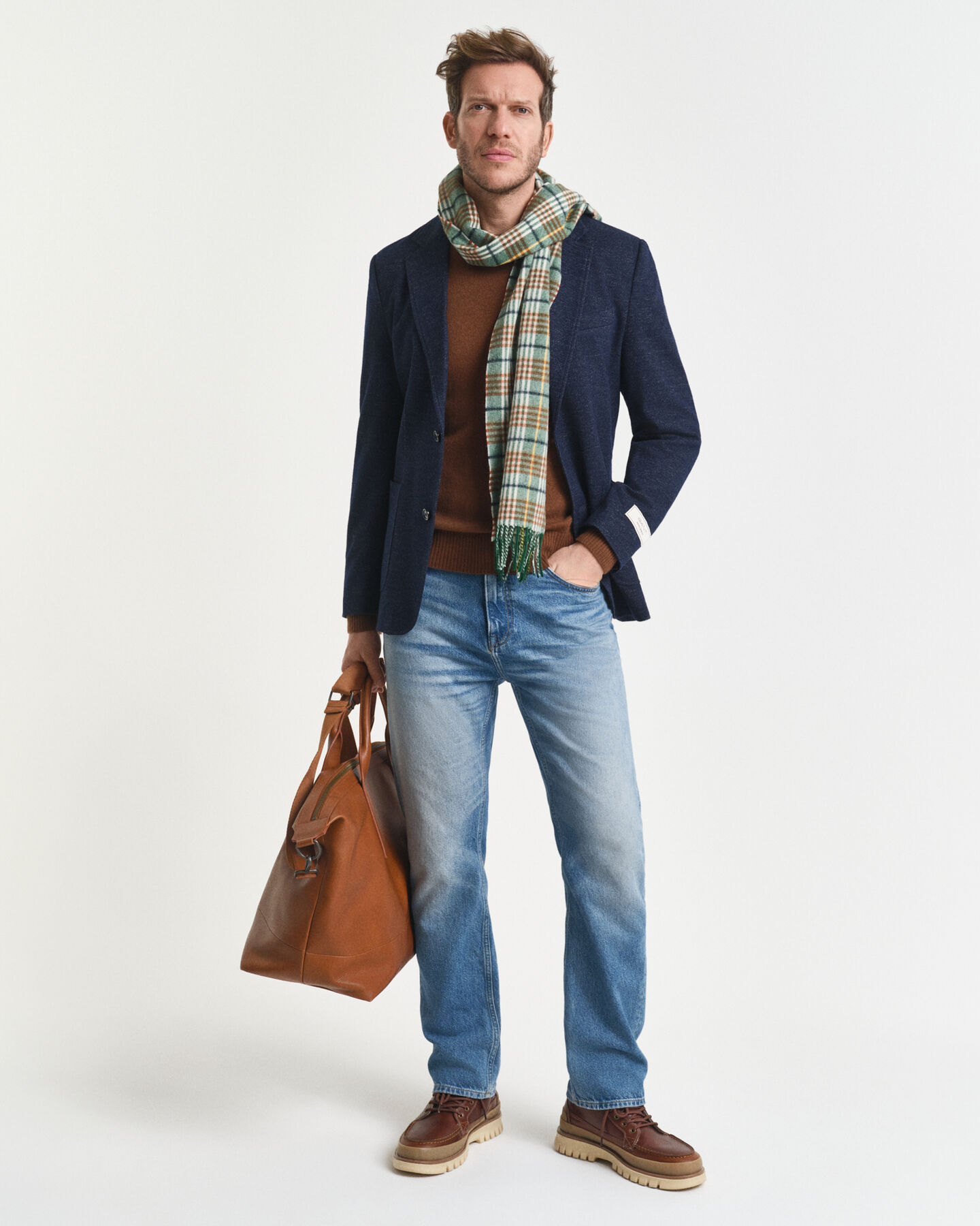 Kaksisävyinen villa-puuvillasekoitteinen jerseybleiseri