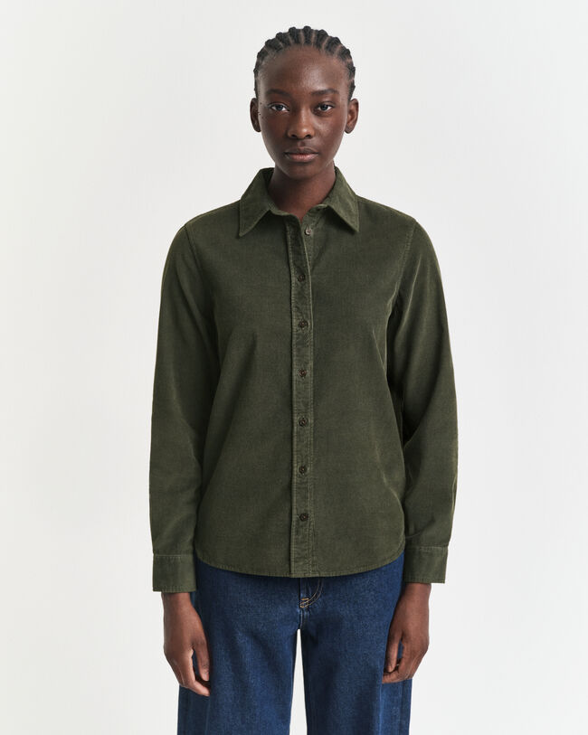 Regular fit ‑mitoitettu vakosamettipaita