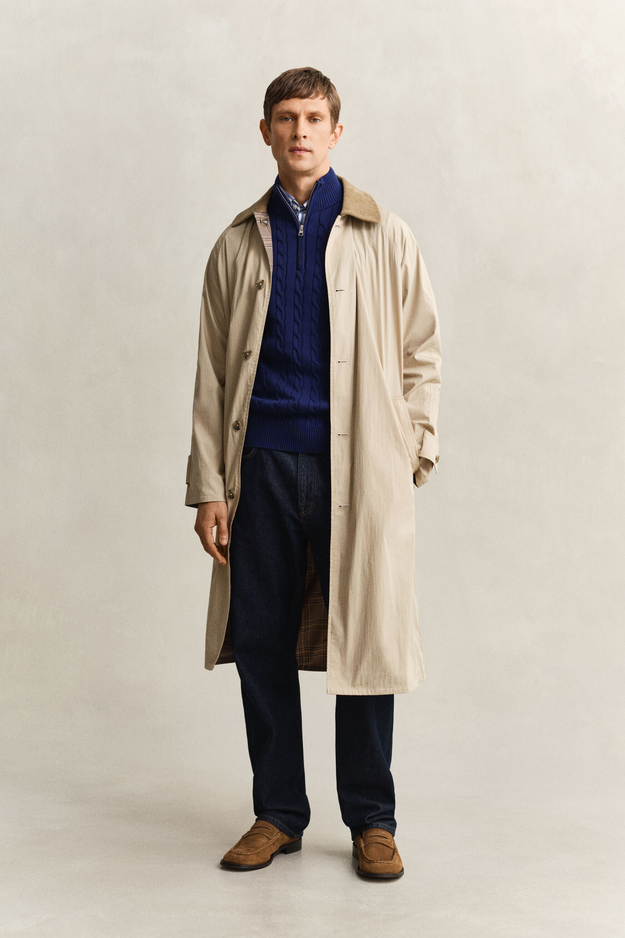 Puuvillainen palmikkoneule, vetoketjukaulus