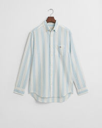 Regular fit ‑mitoitettu leveäraitainen puuvilla-pellavapaita