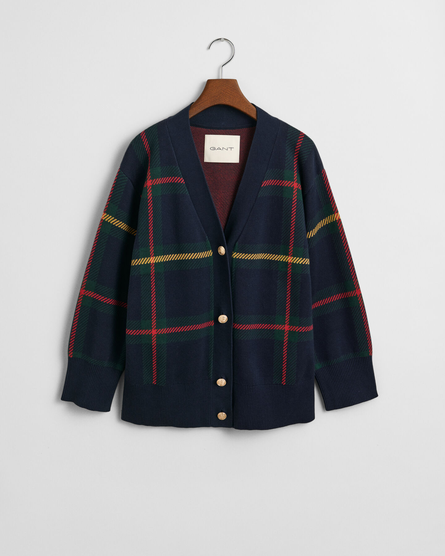 Ruudullinen v-neuletakki