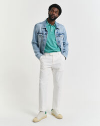 Slim fit ‑mitoitetut puuvillatvillihousut kapenevilla lahkeilla