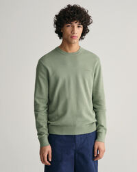 Textured Cotton Crew Neck Sweater