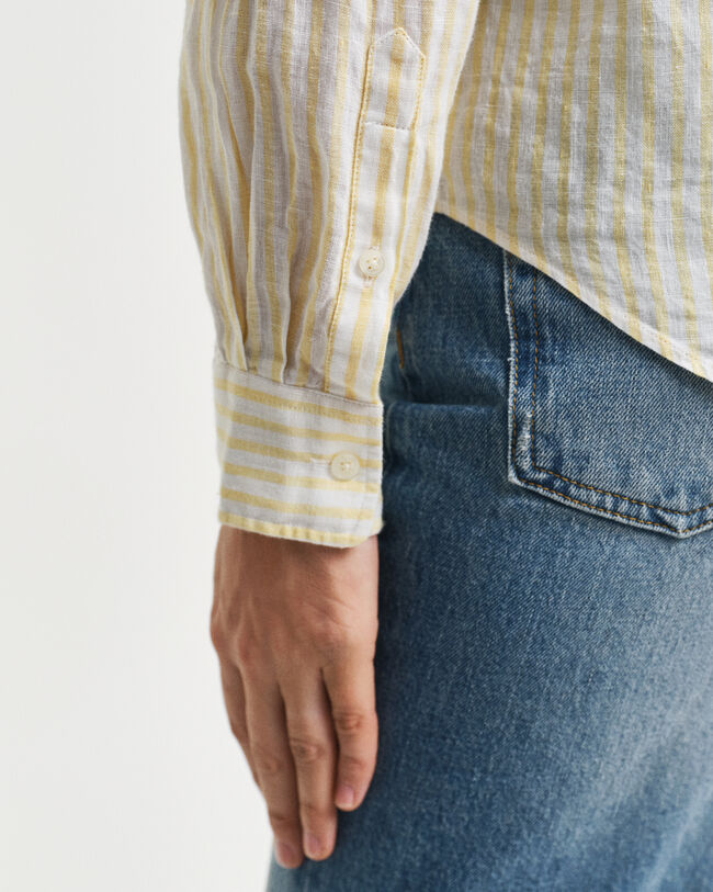 Regular fit ‑mitoitettu raidallinen pellavapaita