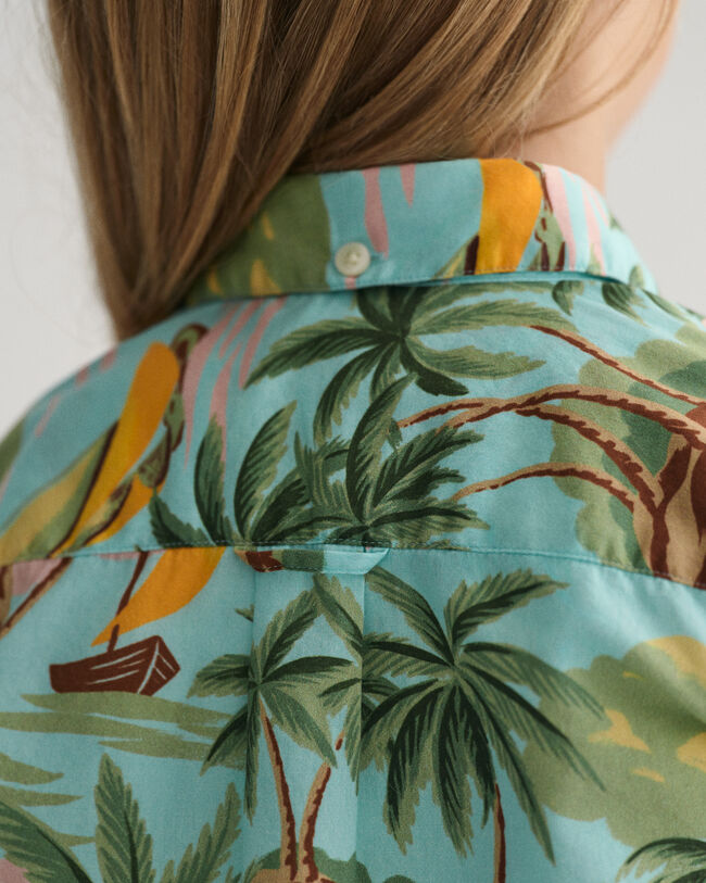 Kids-malliston lyhythihainen Palm Print ‑puuvillapaita