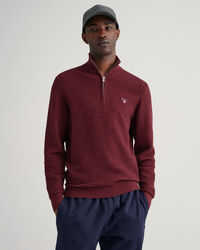 Texture-puuvillaneulepusero puolivetoketjulla