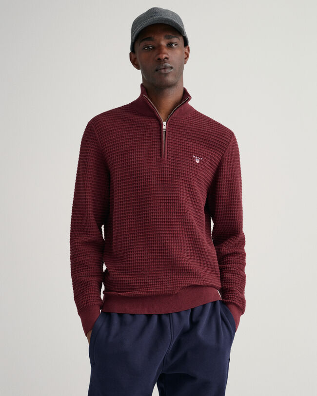 Texture-puuvillaneulepusero puolivetoketjulla