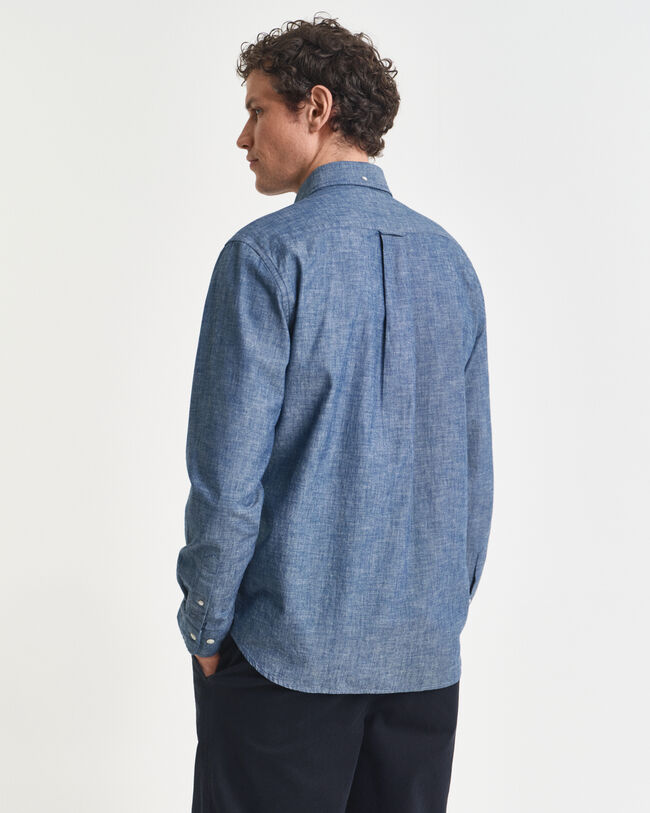 Regular fit ‑mitoitettu indigonsininen chambray-paita