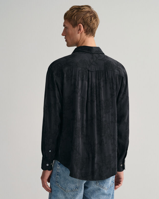 Relaxed fit ‑mitoitettu jacquard-kuvioitu kupro-viskoosipaita