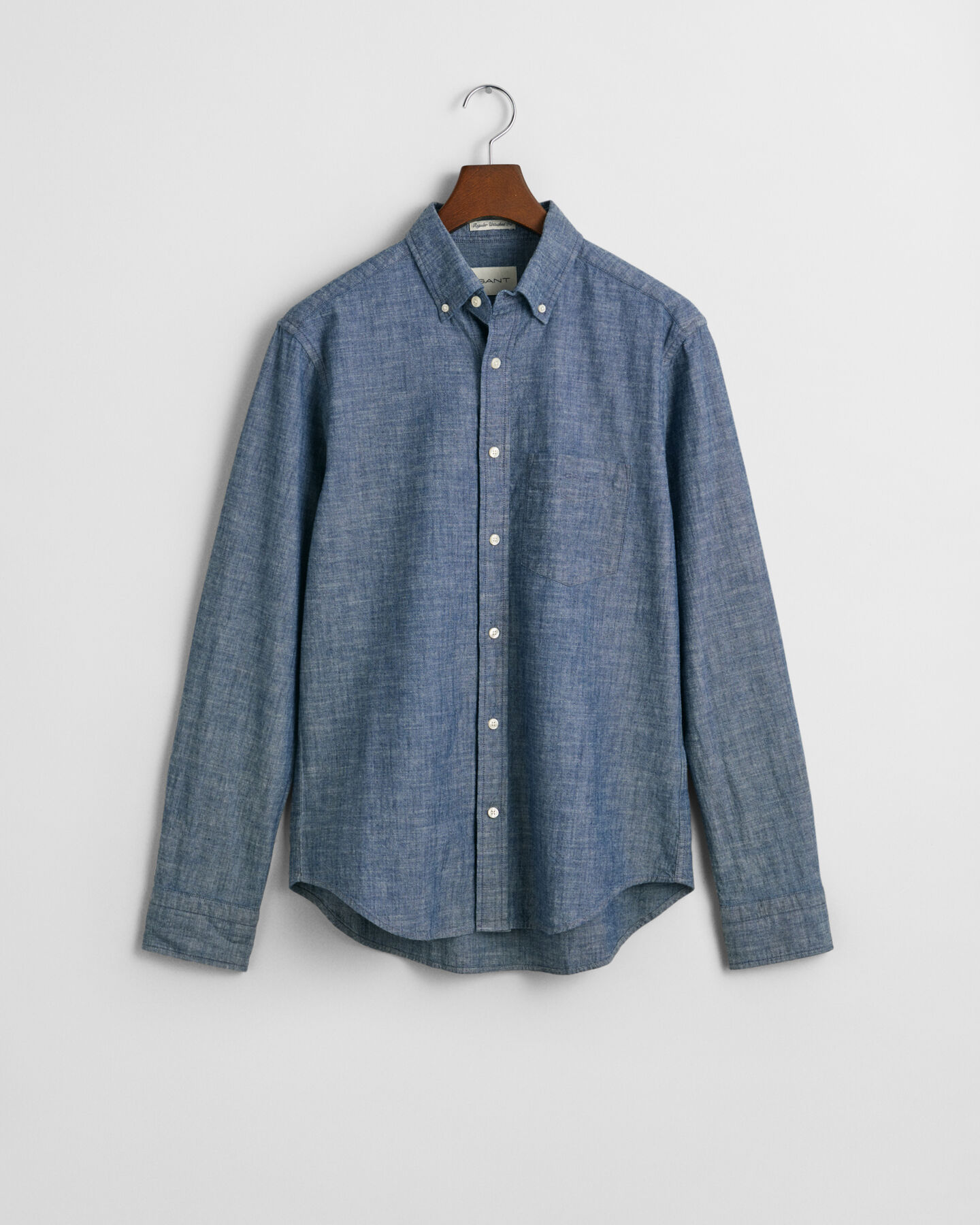 Regular fit ‑mitoitettu indigonsininen chambray-paita