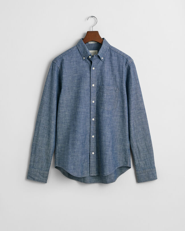 Regular fit ‑mitoitettu indigonsininen chambray-paita