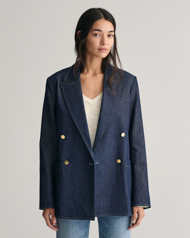 Regular fit ‑mitoitettu denimkankainen Club Blazer