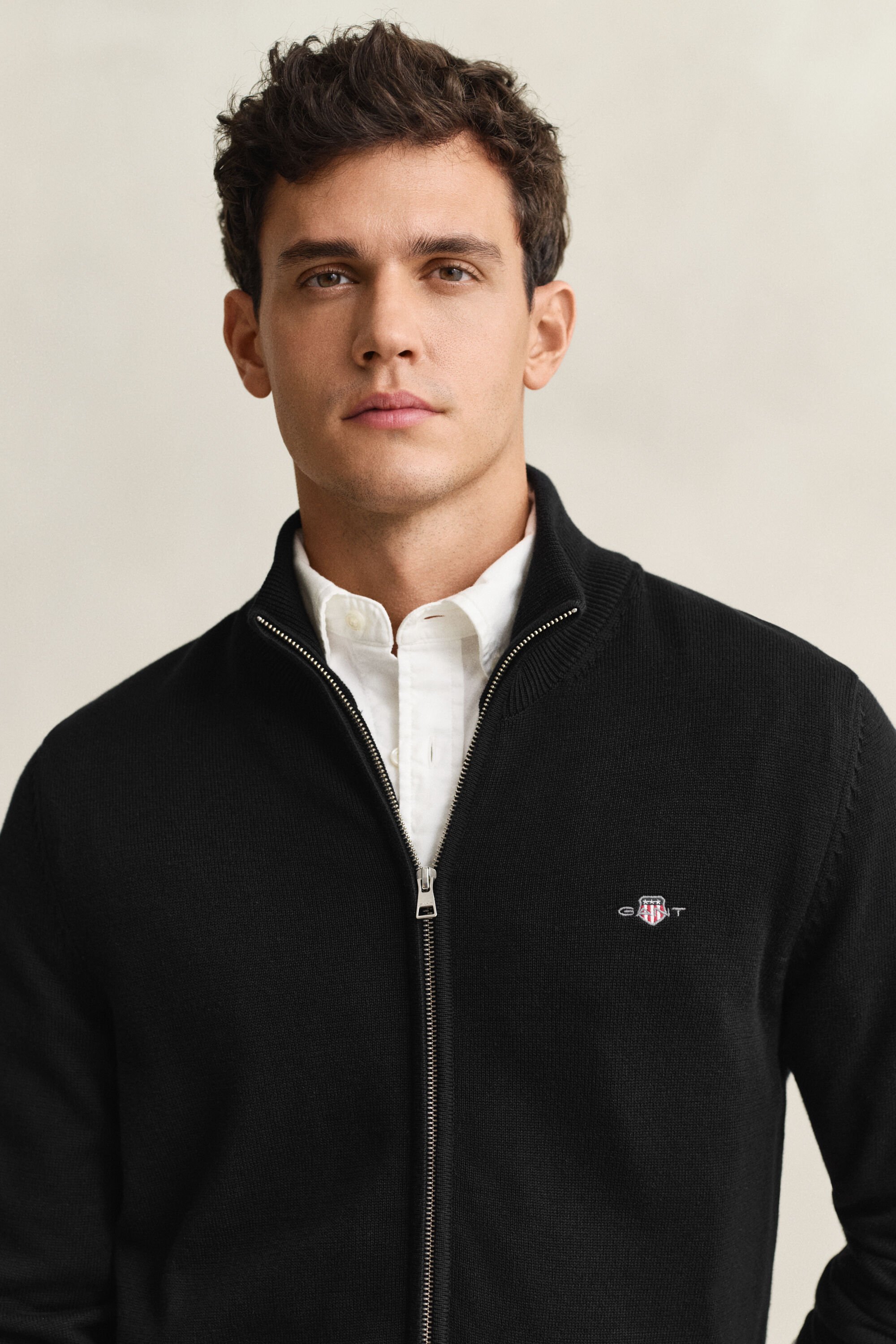 Vetoketjullinen Casual-puuvillaneuletakki