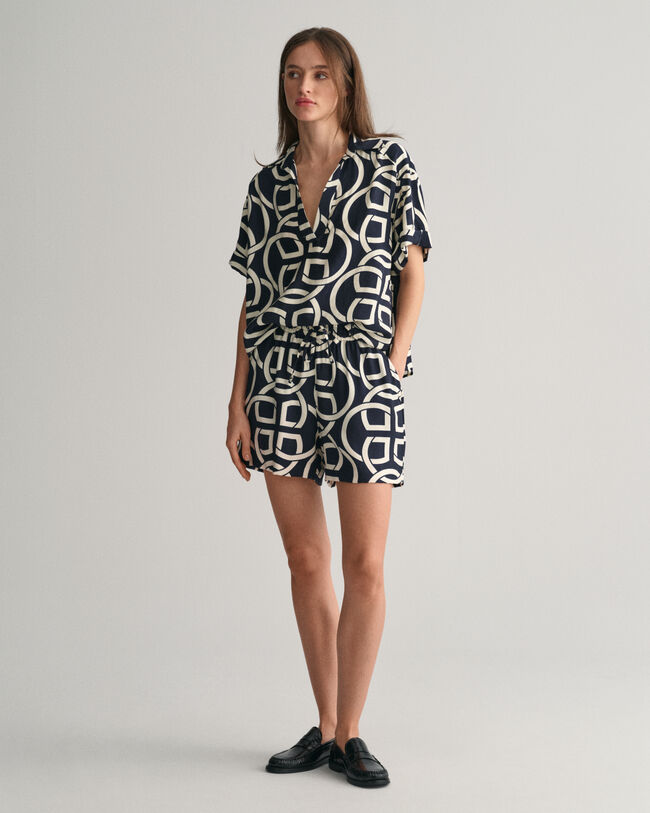 Relaxed&nbsp;fit ‑mitoitetut printtikuvioidut Monogram Pull-On ‑shortsit