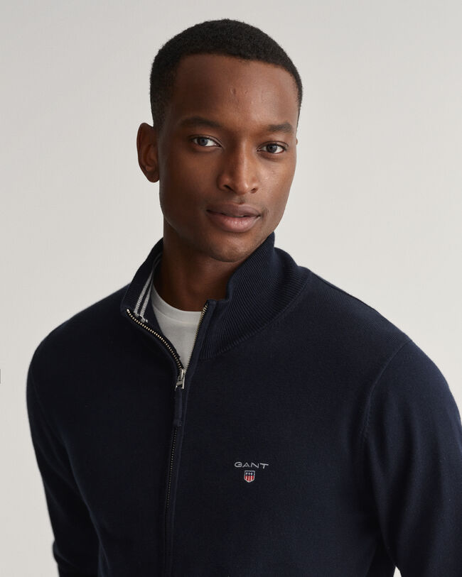 Classic-puuvillaneuletakki vetoketjulla