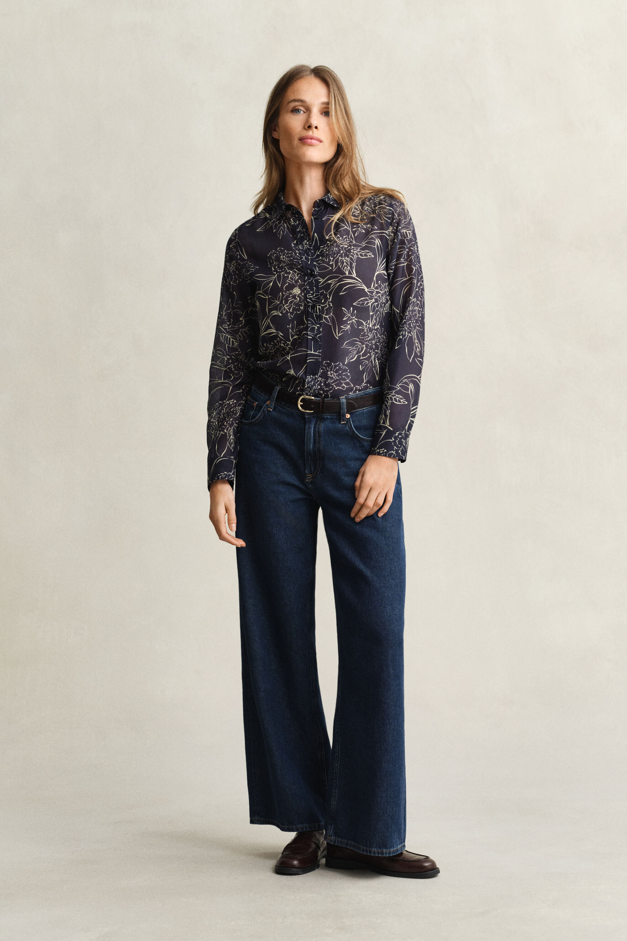 Regular fit ‑mitoitettu printtikuvioitu Floral‑paita puuvilla-silkkisekoitetta