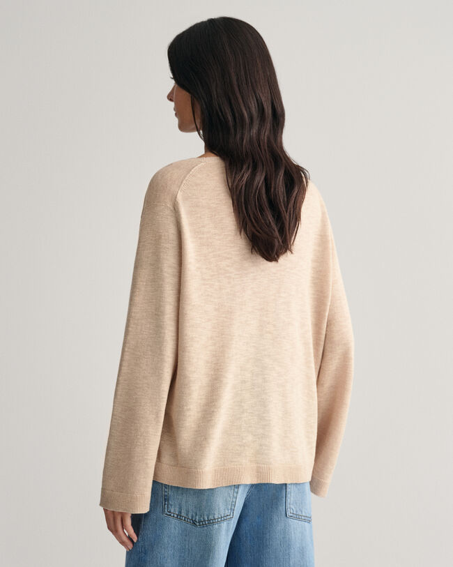 Linen Blend V-Neck Sweater