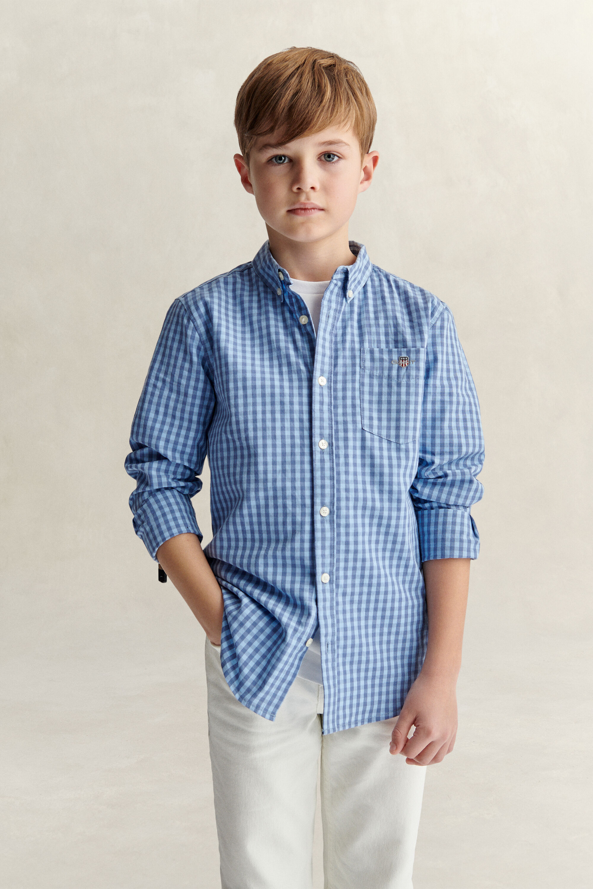 Teen Boys ‑malliston gingham-popliinipaita