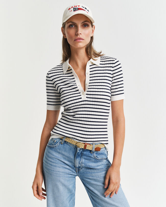 Raidallinen lyhythihainen Rugger‑ribbineule