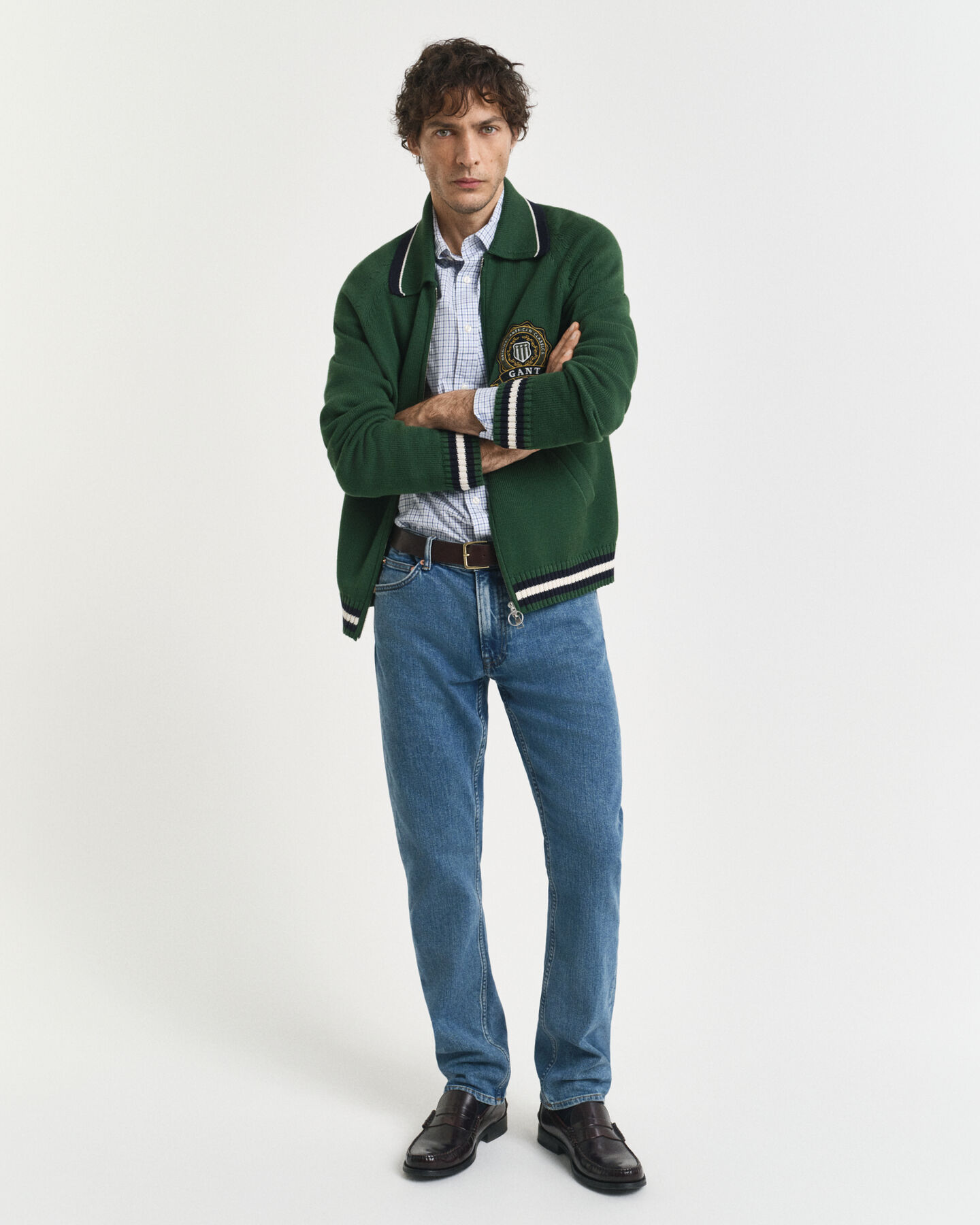 Regular fit ‑mitoitettu klassinen pikkuruudullinen popliinipaita