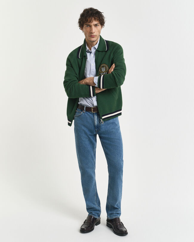 Regular fit ‑mitoitettu klassinen pikkuruudullinen popliinipaita