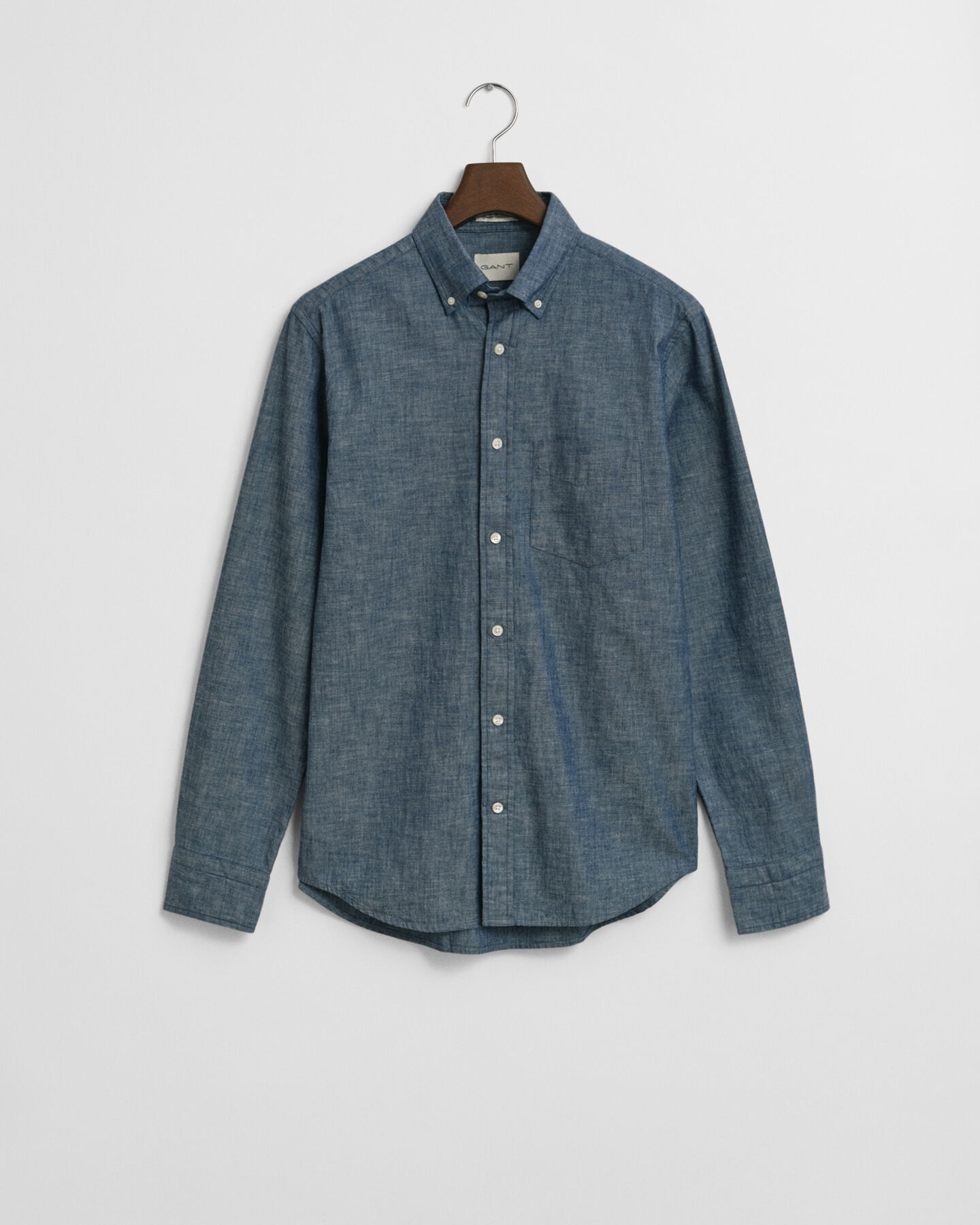 Regular fit ‑mitoitettu indigonsininen chambray-paita