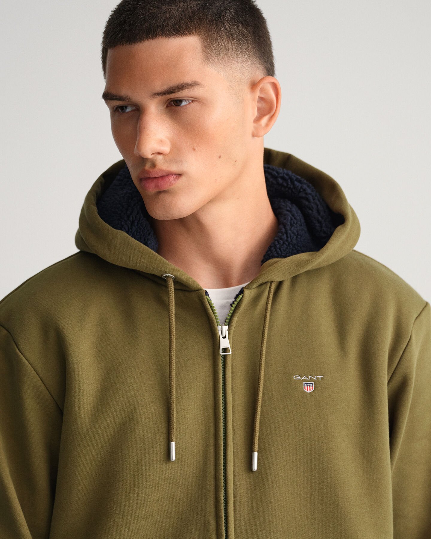 Fleecekankainen sherpa-vetoketjuhuppari