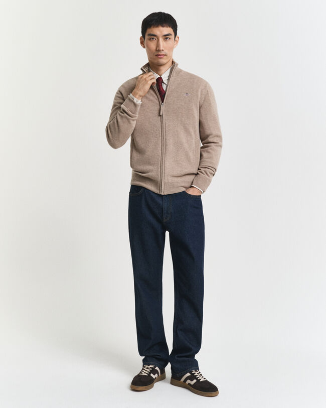 Vetoketjullinen neuletakki ohutta lampaanvillaa