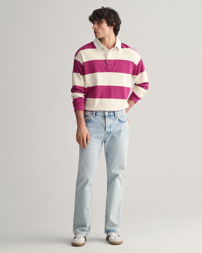 Loose fit ‑mitoitetut vaaleat pesukäsitellyt farkut