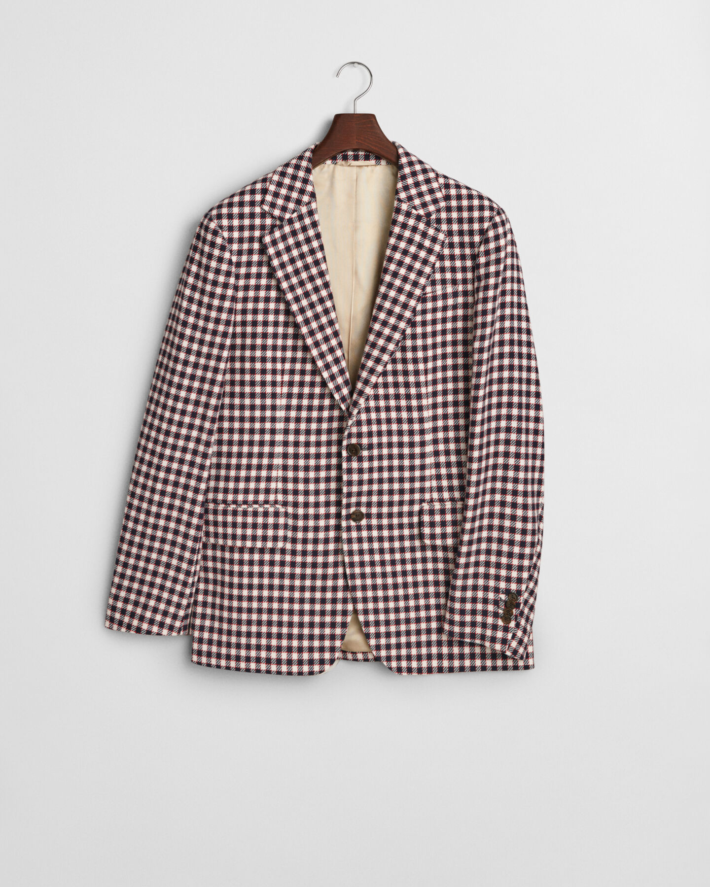 Regular fit ‑mitoitettu ruudullinen puuvillasekoitebleiseri