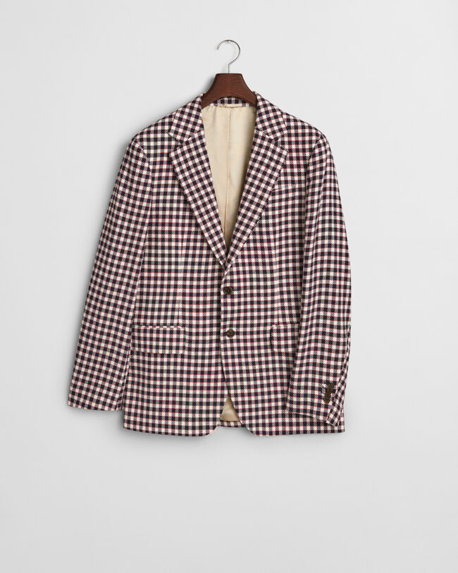 Regular fit ‑mitoitettu ruudullinen puuvillasekoitebleiseri