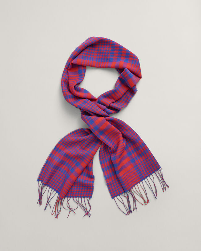 Ruudullinen kudottu merinovillahuivi