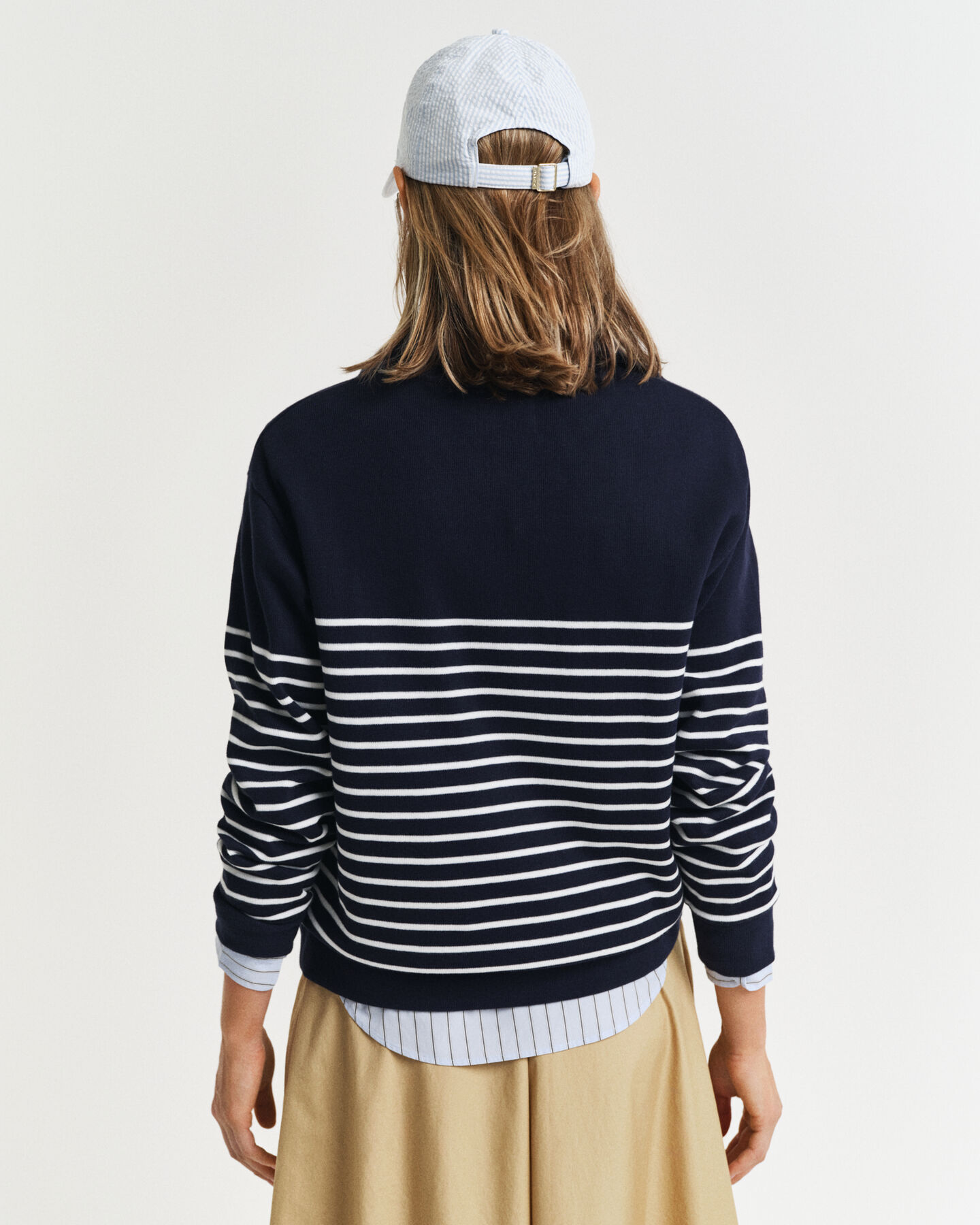 Joustinneuleinen Breton-collegepaita, vetoketjullinen pääntie