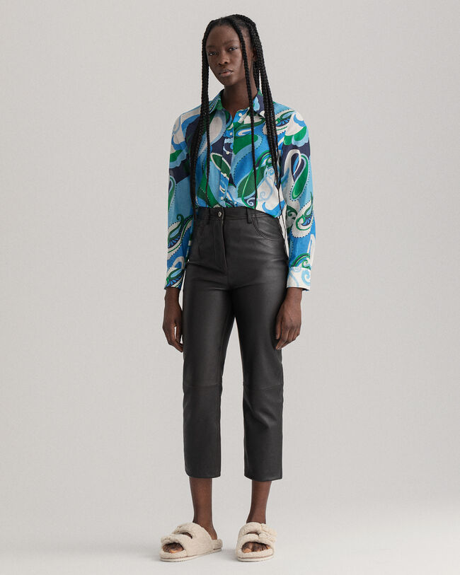 Regular fit ‑mitoitettu paisley-kuvioitu puuvilla-silkkipaita