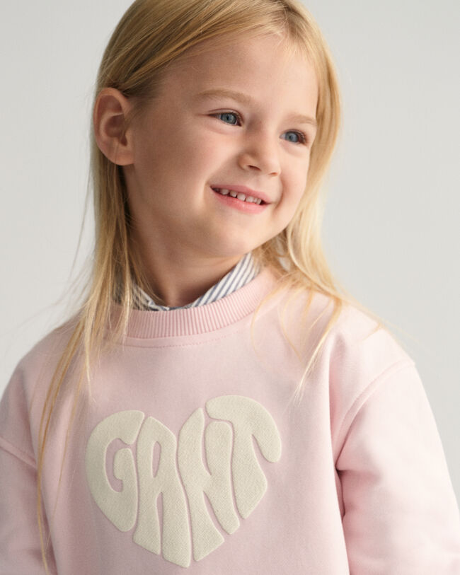 Girls‑malliston Heart Graphic ‑collegepaita, jossa py&ouml;re&auml; p&auml;&auml;ntie