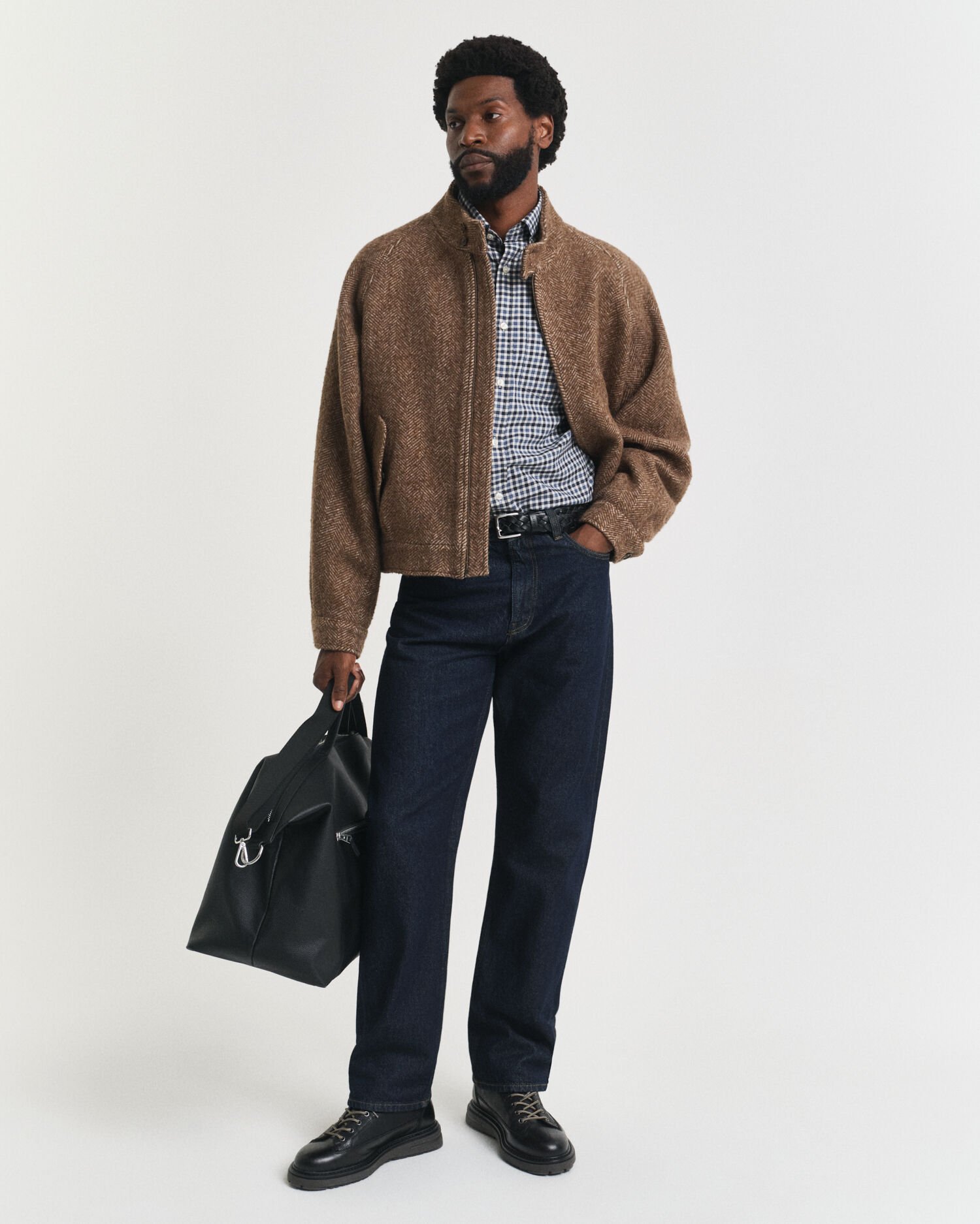 Regular fit ‑mitoitettu gingham-ruudullinen paita tvillikankaasta