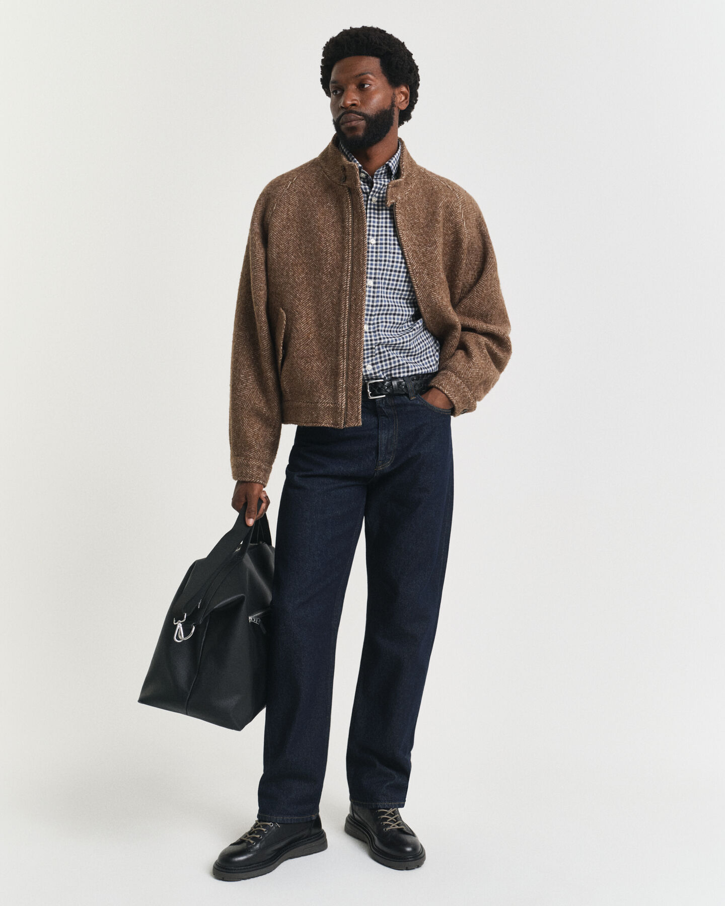 Regular fit ‑mitoitettu gingham-ruudullinen paita tvillikankaasta