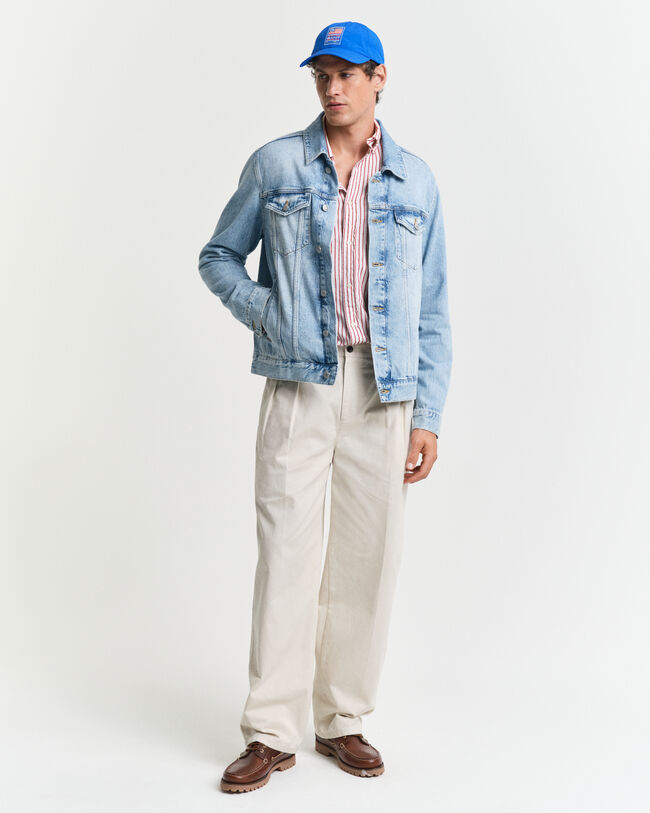 Relaxed fit ‑mitoitettu kohopintainen raitapaita