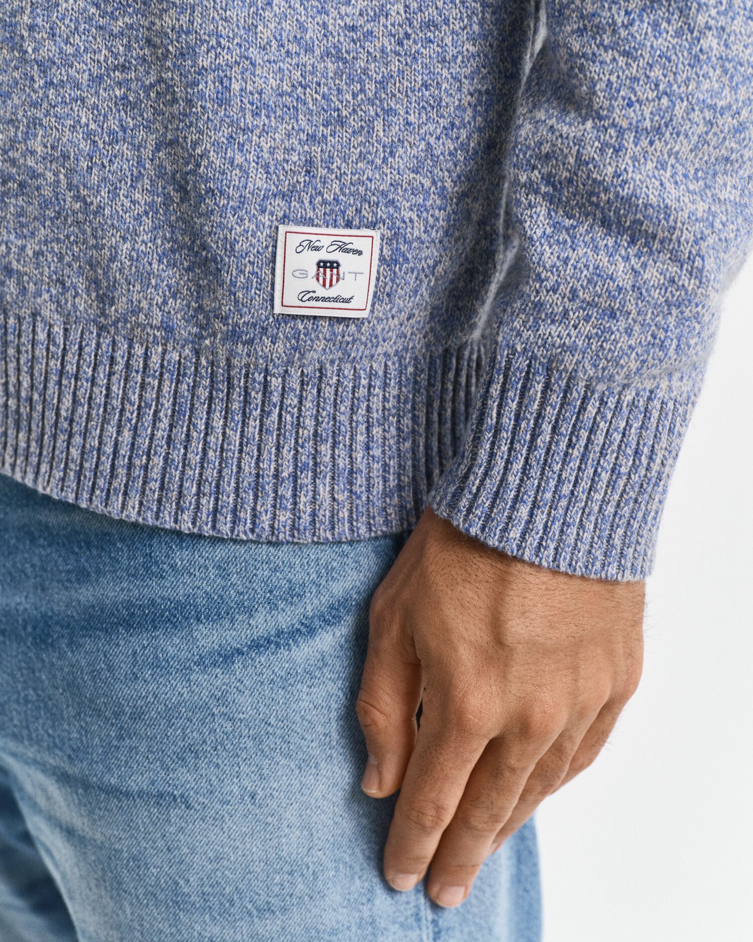 Villasekoitteinen mouliné-neulepusero, pyöreä pääntie