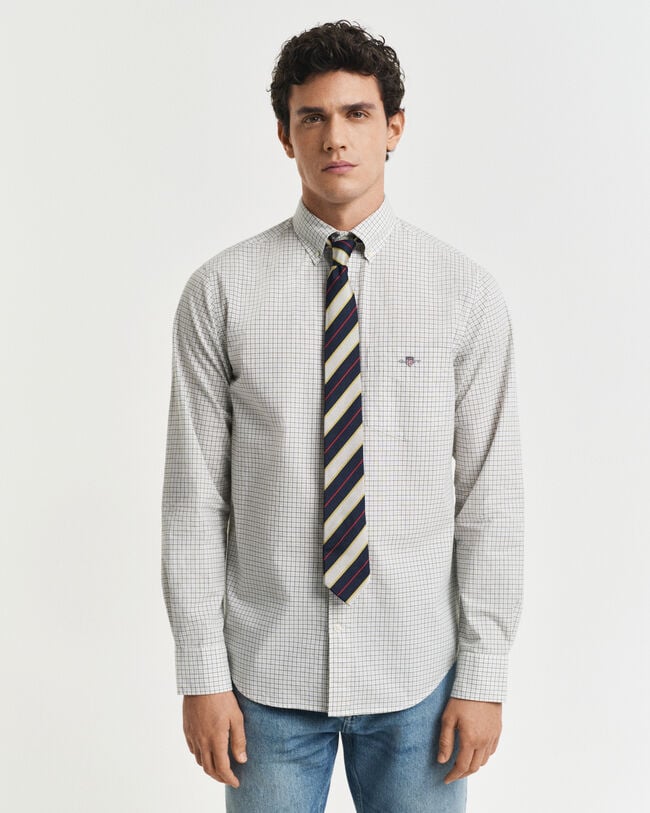 Regular fit ‑mitoitettu klassinen popliiniruutupaita