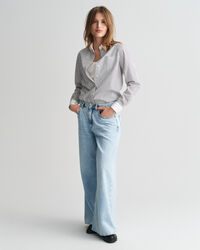 Regular fit ‑mitoitettu raitapaita, kontrastivärinen kaulus