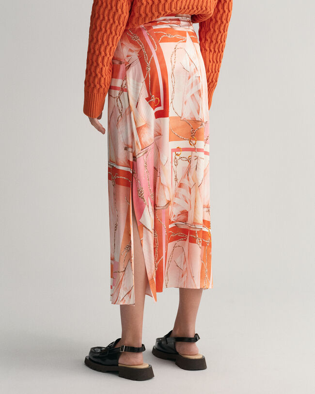 Printtikuvioitu silkkinen Sailing-maksihame