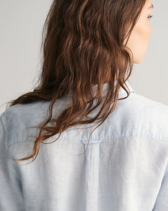 Regular fit ‑mitoitettu pellavainen chambray-paita