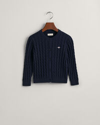 Girls-malliston puuvillainen Shield-palmikkoneuletakki